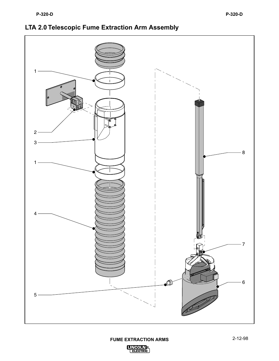 Lta 2.0 telescopic fume extraction arm assembly | Lincoln Electric IM624 LTA 2.0 TELESCOPIC EXTRACTION ARM User Manual | Page 20 / 28