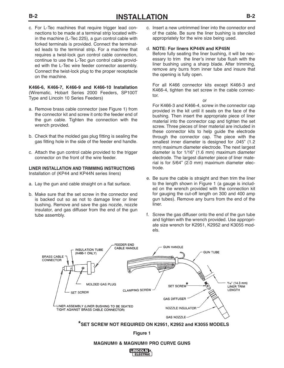 Installation | Lincoln Electric IM381 K470-,K471-,K541-,K1802-1, K2286-1,K2951-,K2952-,K3055- MAGNUM & MAGNUM PRO CURVE 300 User Manual | Page 14 / 31