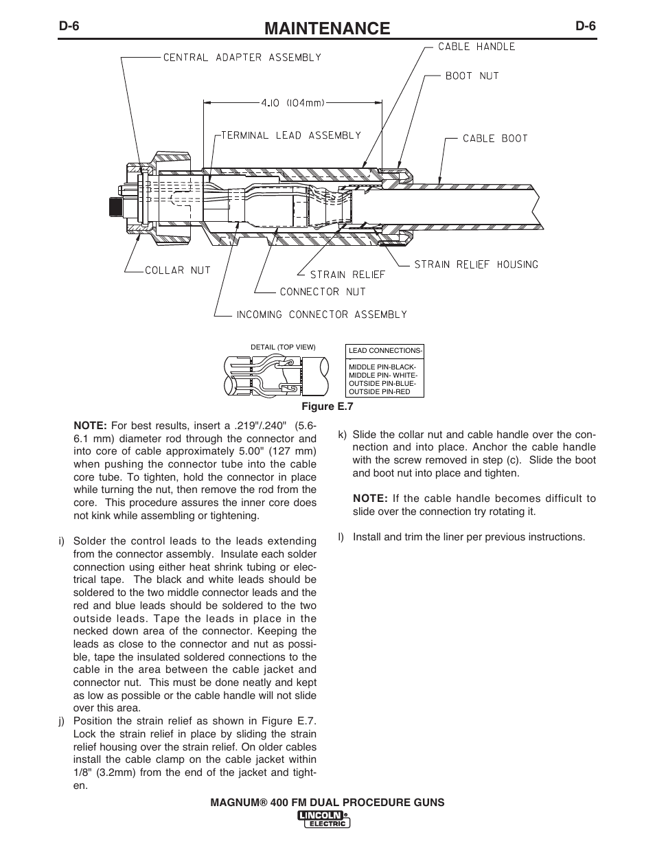 Maintenance | Lincoln Electric IM647 K575,K1723 MAGNUM 400 DUAL PROCEDURE User Manual | Page 17 / 28
