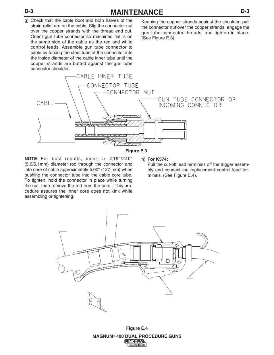 Maintenance | Lincoln Electric IM646 K574,K1722 MAGNUM 400 DUAL PROCEDURE User Manual | Page 18 / 31