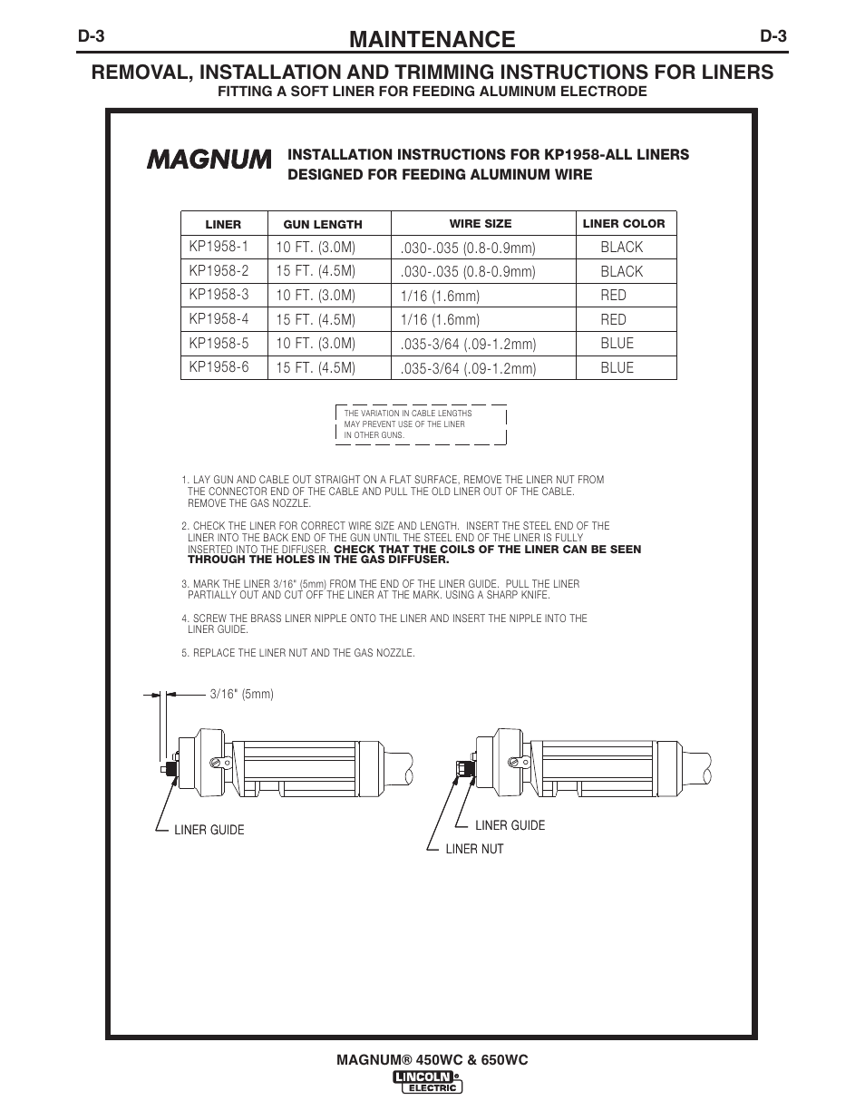 Maintenance | Lincoln Electric IM632 MAGNUM 450WC & 650WC User Manual | Page 14 / 21