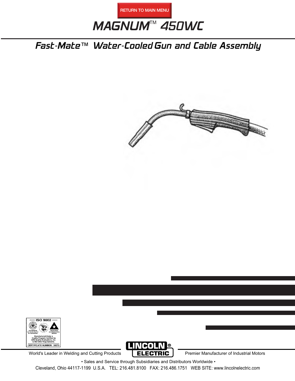 Lincoln Electric IM541 MAGNUM 450WC Fast-Mate Water-Cooled Gun and Cable User Manual | 24 pages