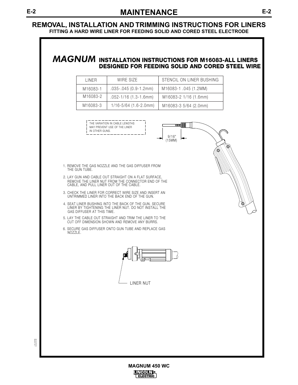 Maintenance, Magnum 450 wc | Lincoln Electric IM541 MAGNUM 450WC Fast-Mate Water-Cooled Gun and Cable User Manual | Page 13 / 24