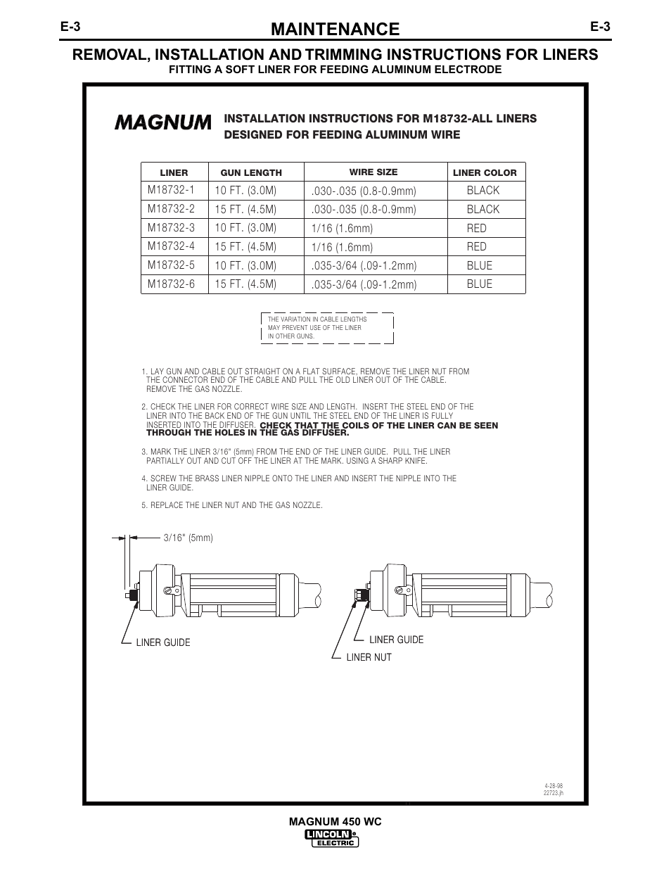 Maintenance, Magnum 450 wc | Lincoln Electric IM541 MAGNUM 450WC Fast-Mate Water-Cooled Gun and Cable User Manual | Page 14 / 24