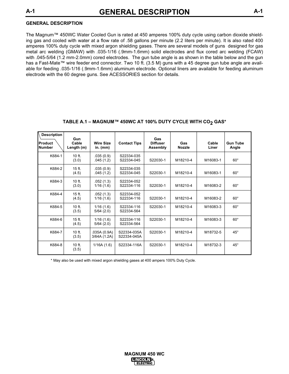 General description | Lincoln Electric IM541 MAGNUM 450WC Fast-Mate Water-Cooled Gun and Cable User Manual | Page 8 / 24