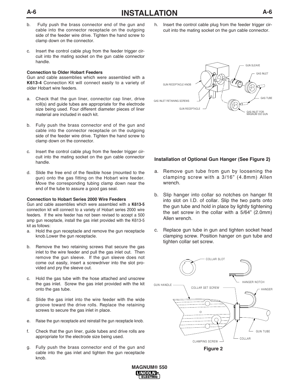 Installation | Lincoln Electric IM475 MAGNUM 550 GUN & CABLE User Manual | Page 13 / 25