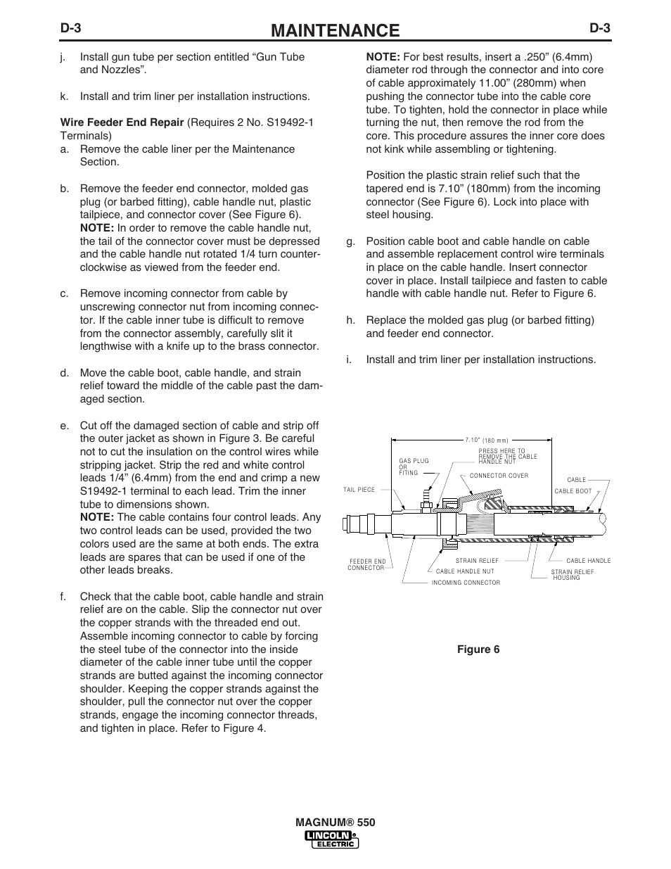 Maintenance | Lincoln Electric IM475 MAGNUM 550 GUN & CABLE User Manual | Page 17 / 25