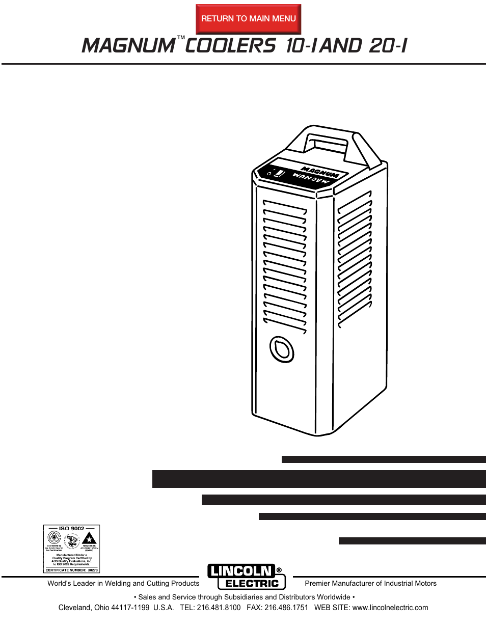 Lincoln Electric IM438 MAGNUM COOLERS 20-I User Manual | 32 pages