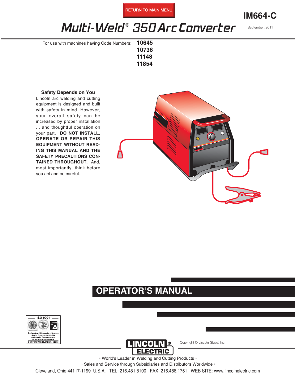 Lincoln Electric IM664 Multi-Weld 350 Arc Converter User Manual | 33 pages