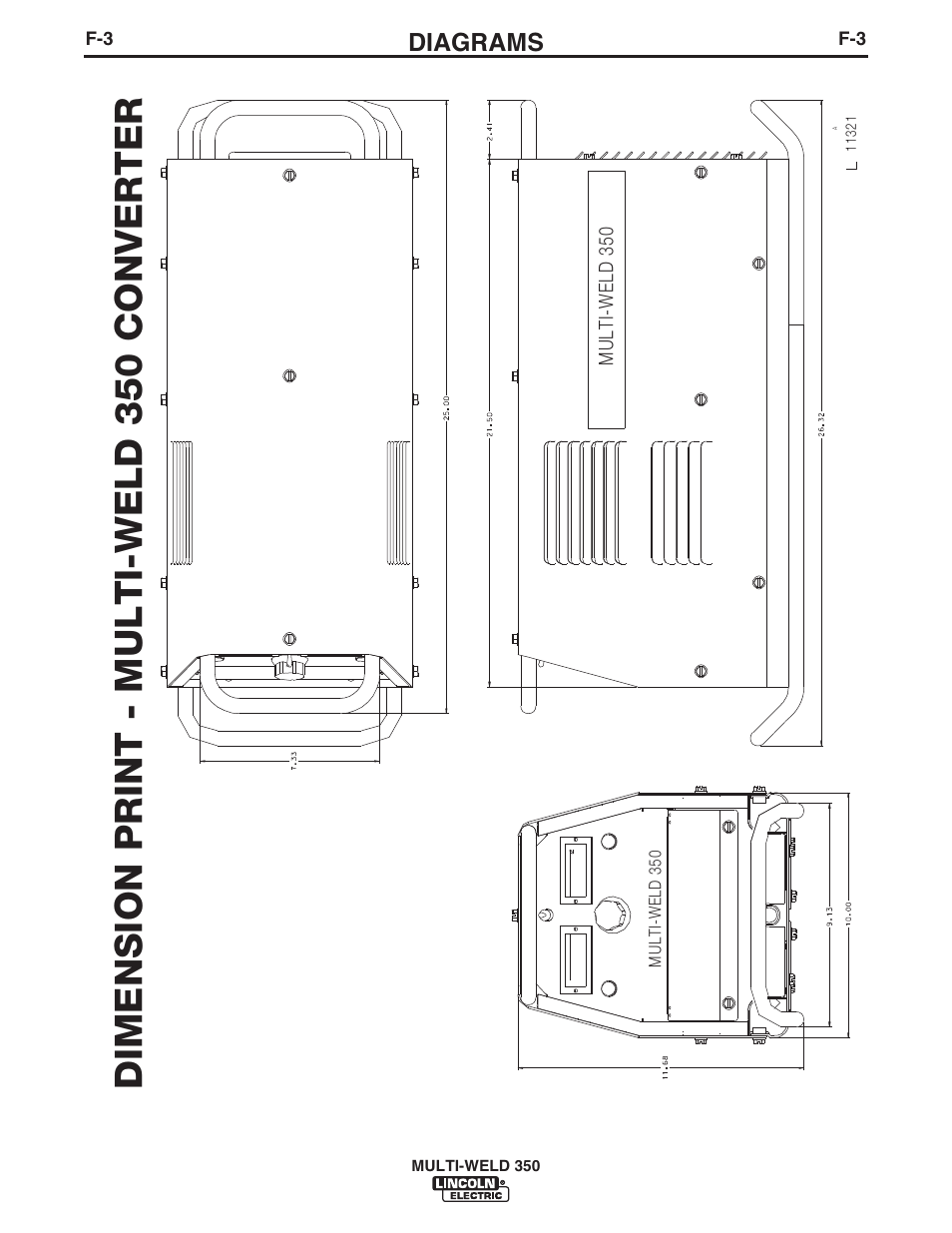 Dimension print - multi-weld 350 converter, Diagrams | Lincoln Electric IM664 Multi-Weld 350 Arc Converter User Manual | Page 29 / 33