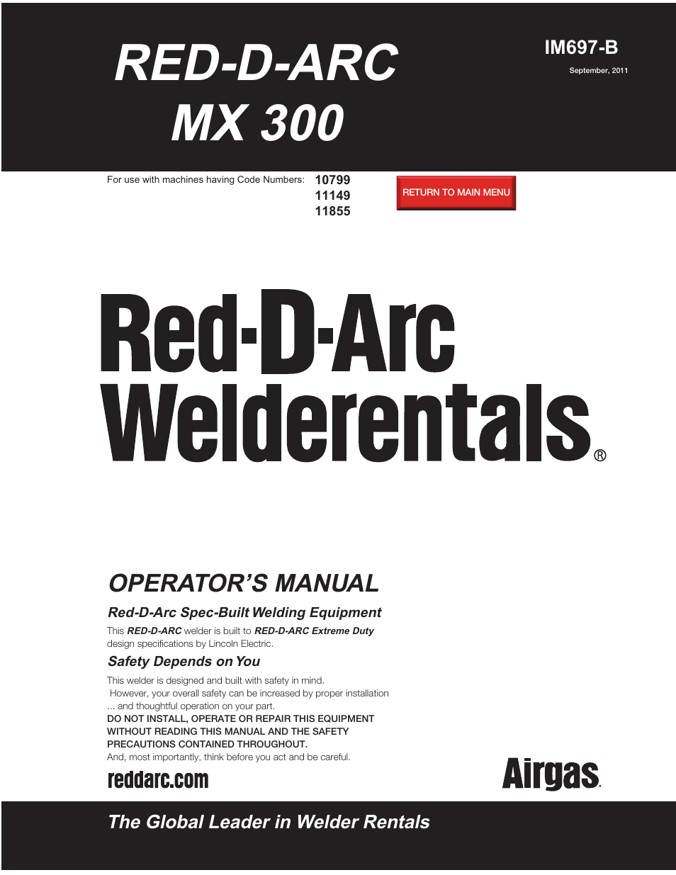 Lincoln Electric IM697 RED-D-ARC MX 300 User Manual | 34 pages