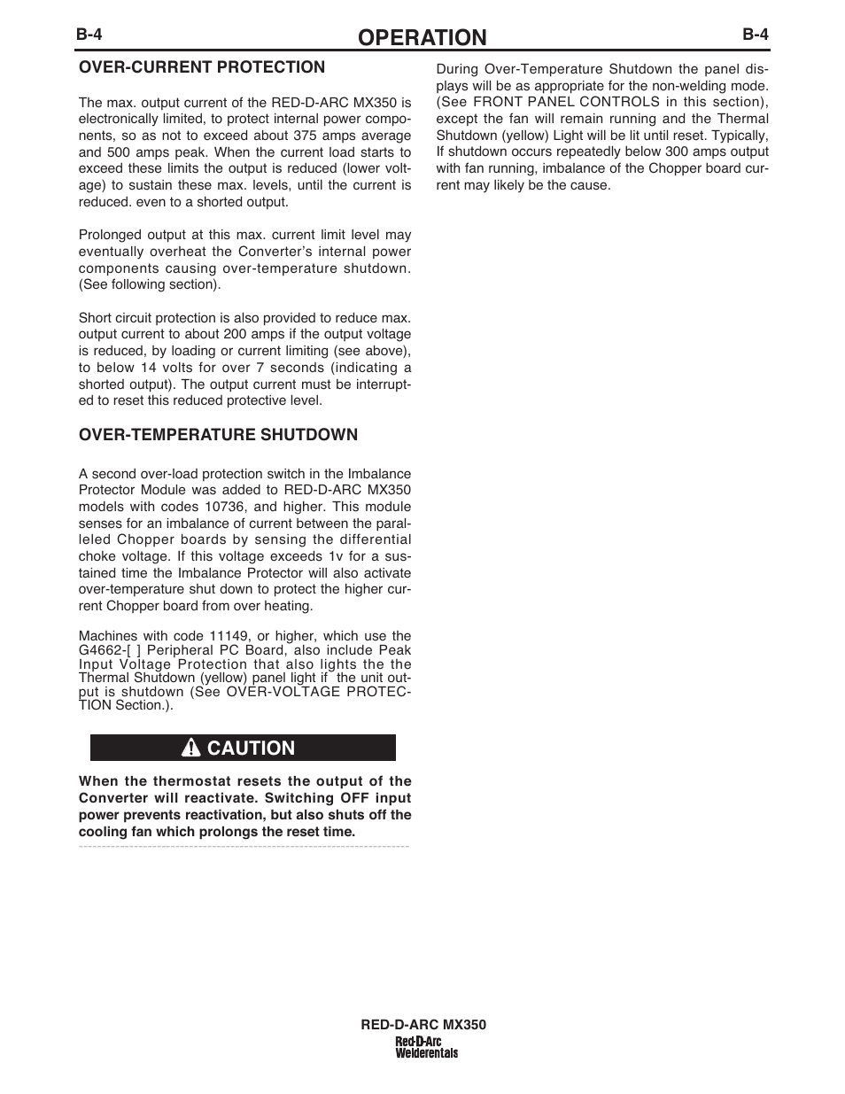 Operation, Caution | Lincoln Electric IM697 RED-D-ARC MX 300 User Manual | Page 18 / 34