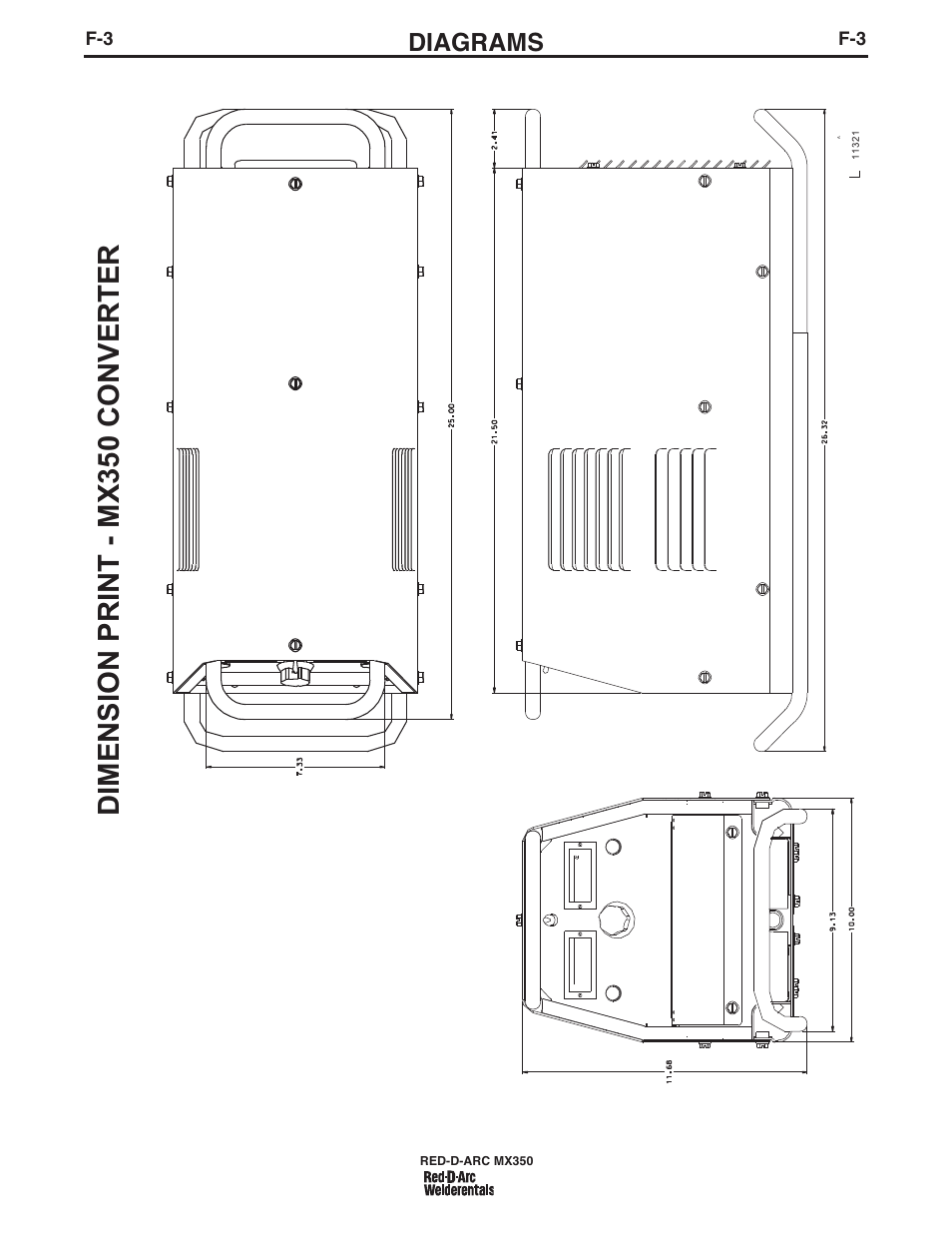 Dimension print - mx350 conver ter, Diagrams | Lincoln Electric IM697 RED-D-ARC MX 300 User Manual | Page 28 / 34