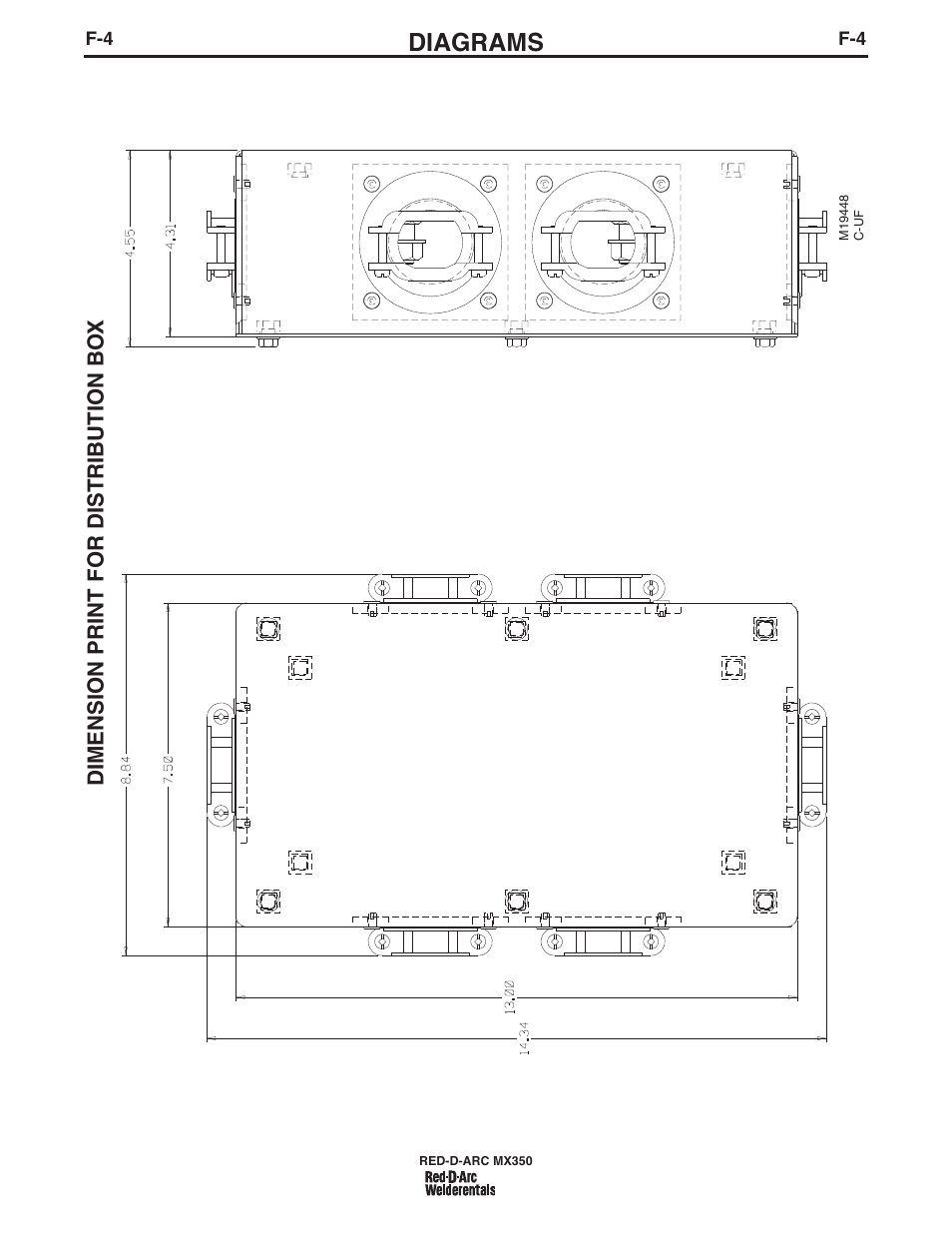 Diagrams, Dimension print for distrib ution bo x | Lincoln Electric IM697 RED-D-ARC MX 300 User Manual | Page 29 / 34