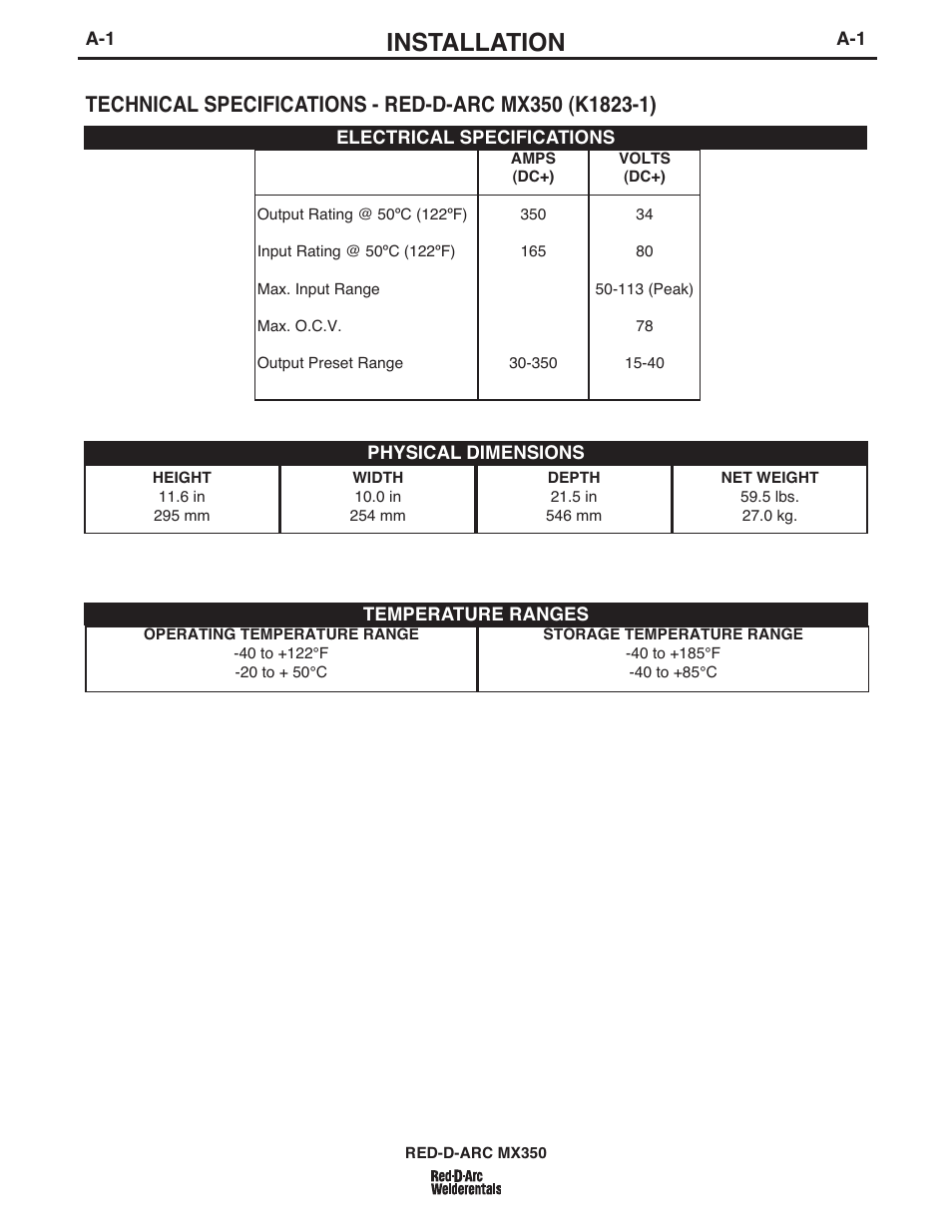 Installation | Lincoln Electric IM697 RED-D-ARC MX 300 User Manual | Page 8 / 34