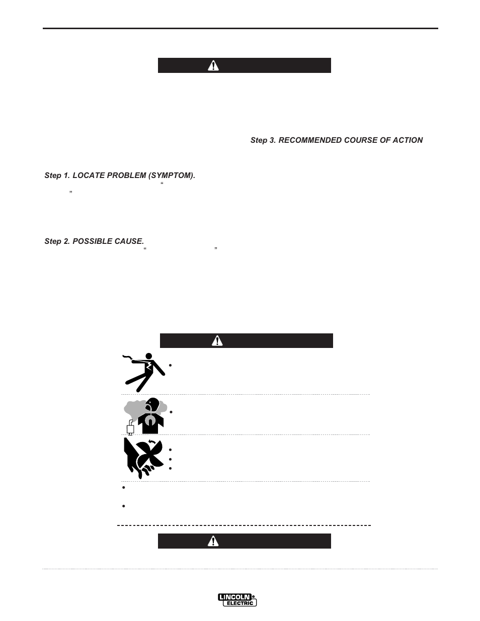 Troubleshooting, Caution warning, How to use troubleshooting guide | Warning | Lincoln Electric IM571 RANGER 300 D and 300 DLX User Manual | Page 37 / 56