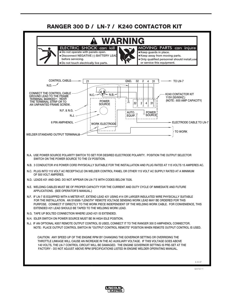 Warning, Connection diagrams | Lincoln Electric IM571 RANGER 300 D and 300 DLX User Manual | Page 46 / 56