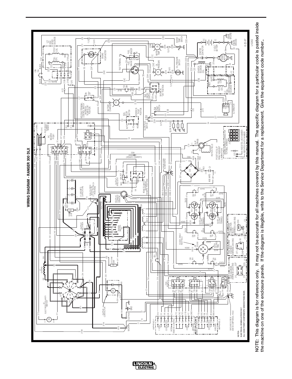 Wiring diagram, Wiring diagram - ranger 300 dlx | Lincoln Electric IM571 RANGER 300 D and 300 DLX User Manual | Page 47 / 56