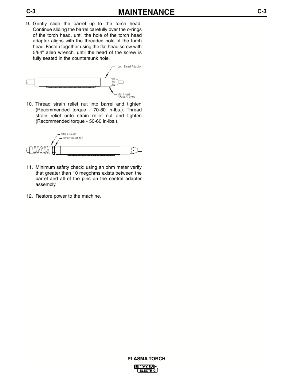 Maintenance | Lincoln Electric IM588 PCT80, PCT80M & PCT80R Plasma Torches User Manual | Page 14 / 21