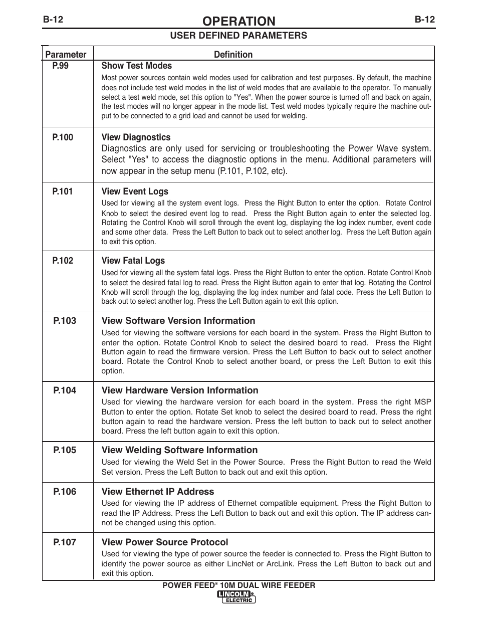 Operation | Lincoln Electric IM916 POWER FEED 10M Dual WIRE FEEDER User Manual | Page 30 / 68
