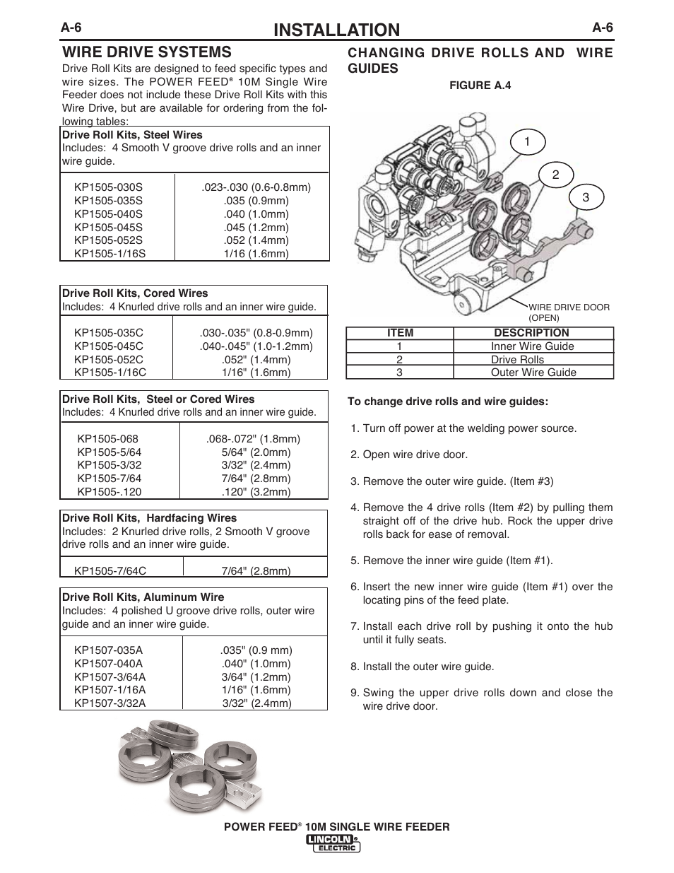 Installation, Wire drive systems | Lincoln Electric IM915 POWER FEED 10M SINGLE WIRE FEEDER User Manual | Page 14 / 72