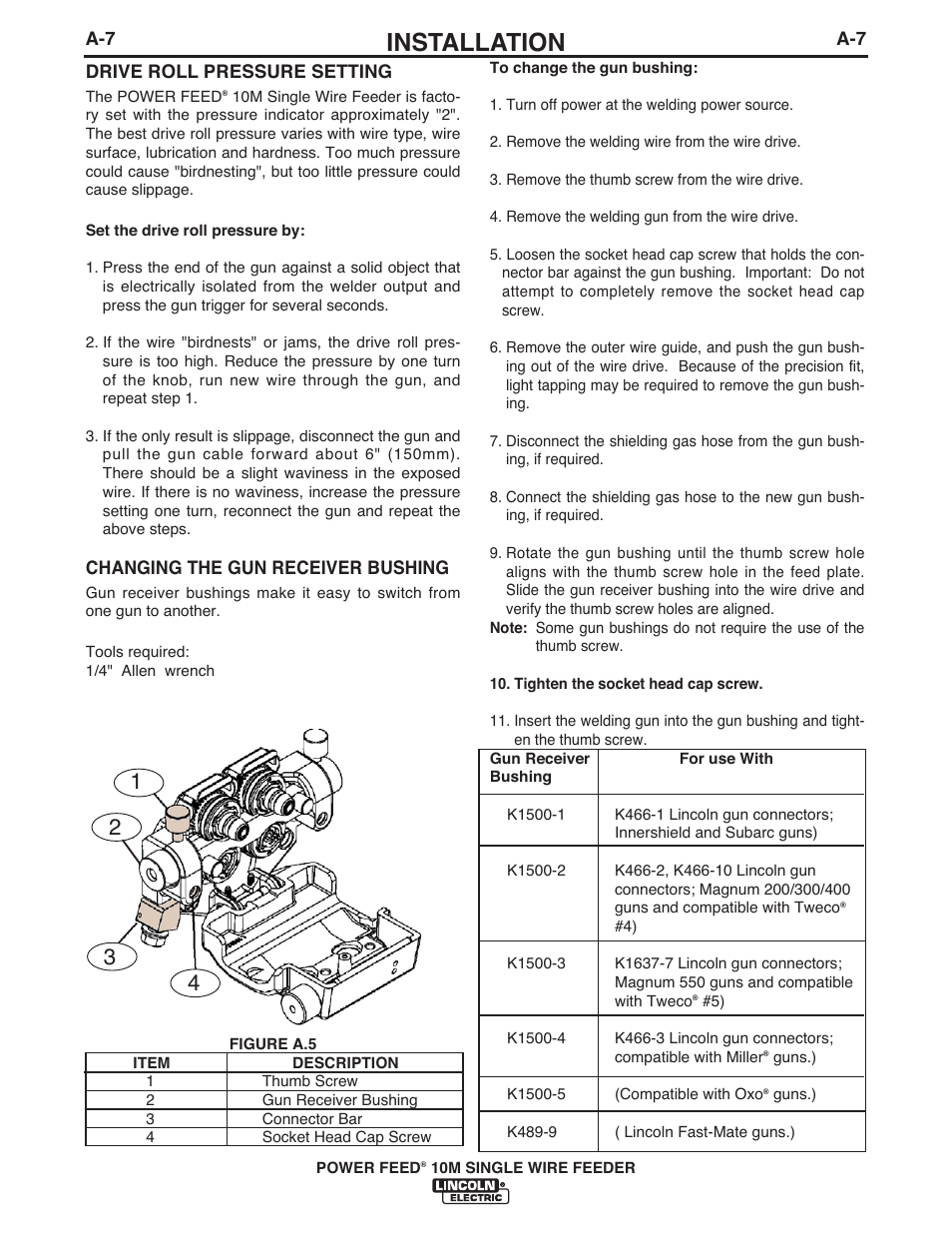 Installation | Lincoln Electric IM915 POWER FEED 10M SINGLE WIRE FEEDER User Manual | Page 15 / 72