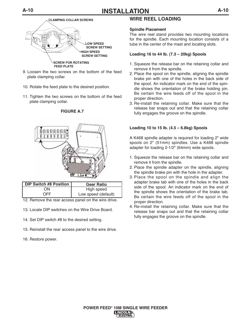 Installation | Lincoln Electric IM915 POWER FEED 10M SINGLE WIRE FEEDER User Manual | Page 18 / 72