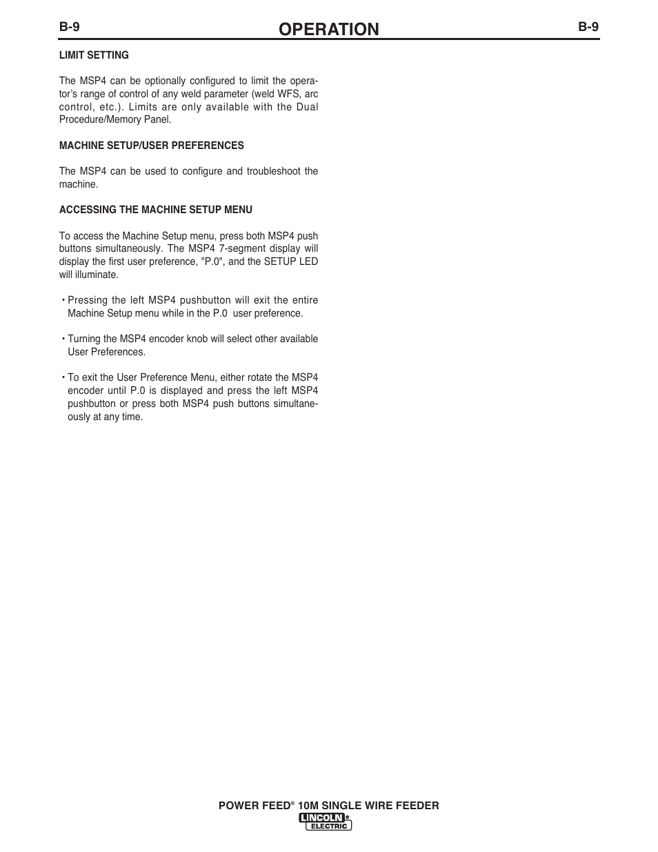 Operation | Lincoln Electric IM915 POWER FEED 10M SINGLE WIRE FEEDER User Manual | Page 31 / 72