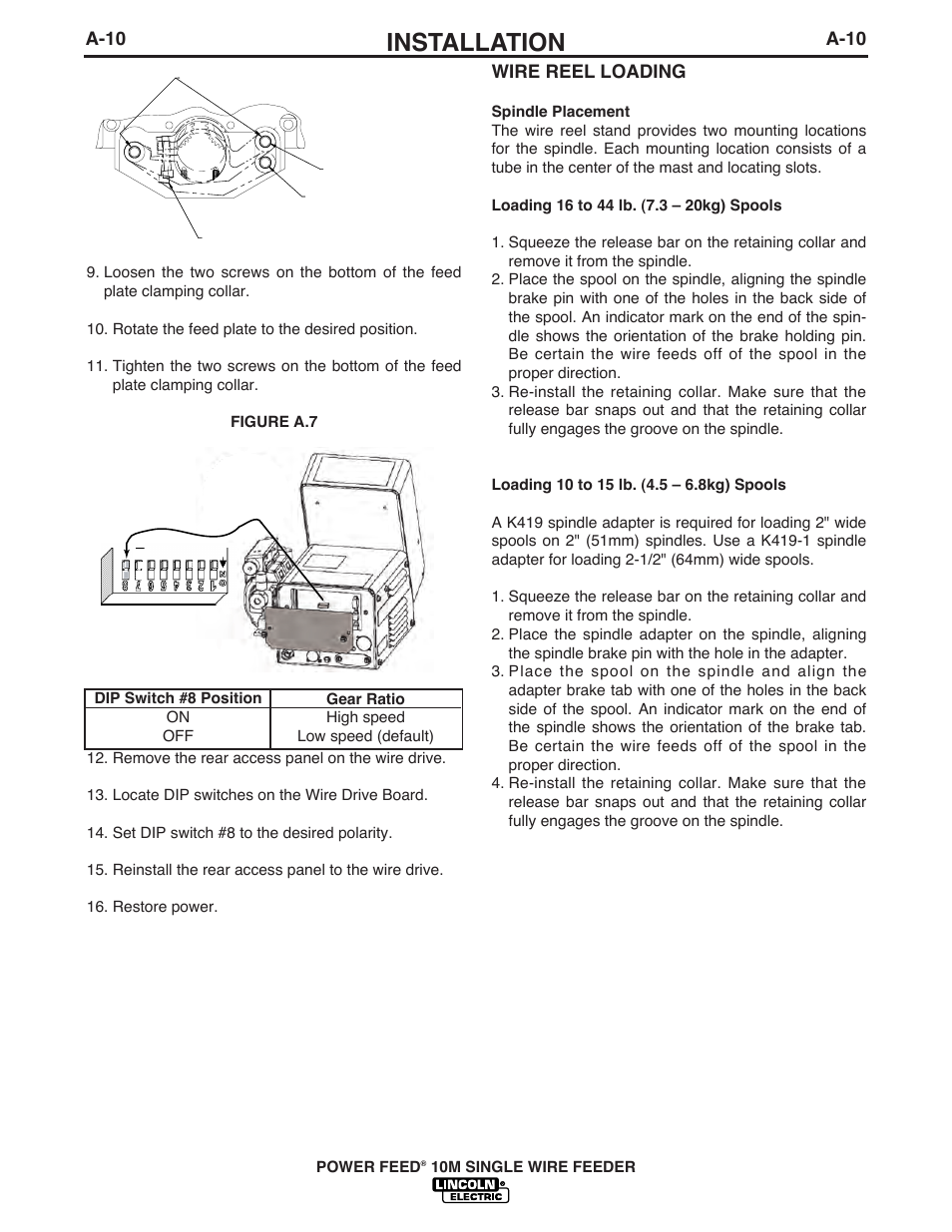 Installation | Lincoln Electric IM827 POWER FEED 10M WIRE FEEDER User Manual | Page 18 / 76