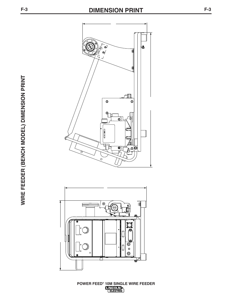 Dimension print, Wire feeder (bench model) dimension print | Lincoln Electric IM827 POWER FEED 10M WIRE FEEDER User Manual | Page 72 / 76