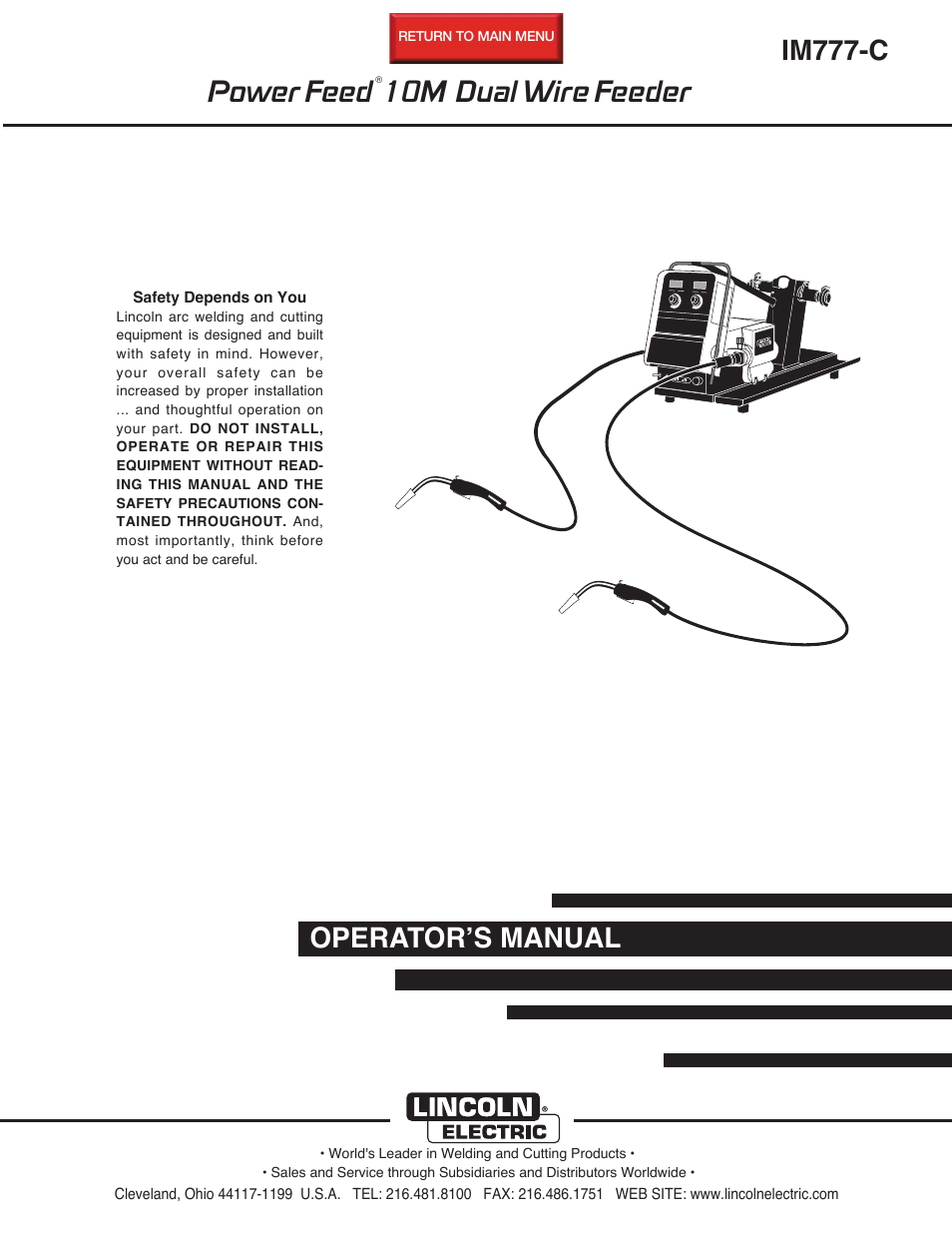 Lincoln Electric IM777 POWER FEED 10M Dual WIRE FEEDER User Manual | 70 pages