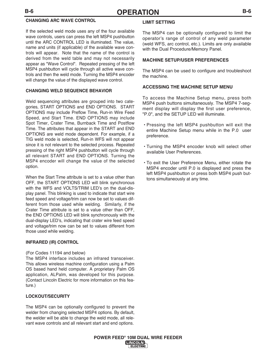 Operation | Lincoln Electric IM777 POWER FEED 10M Dual WIRE FEEDER User Manual | Page 24 / 70