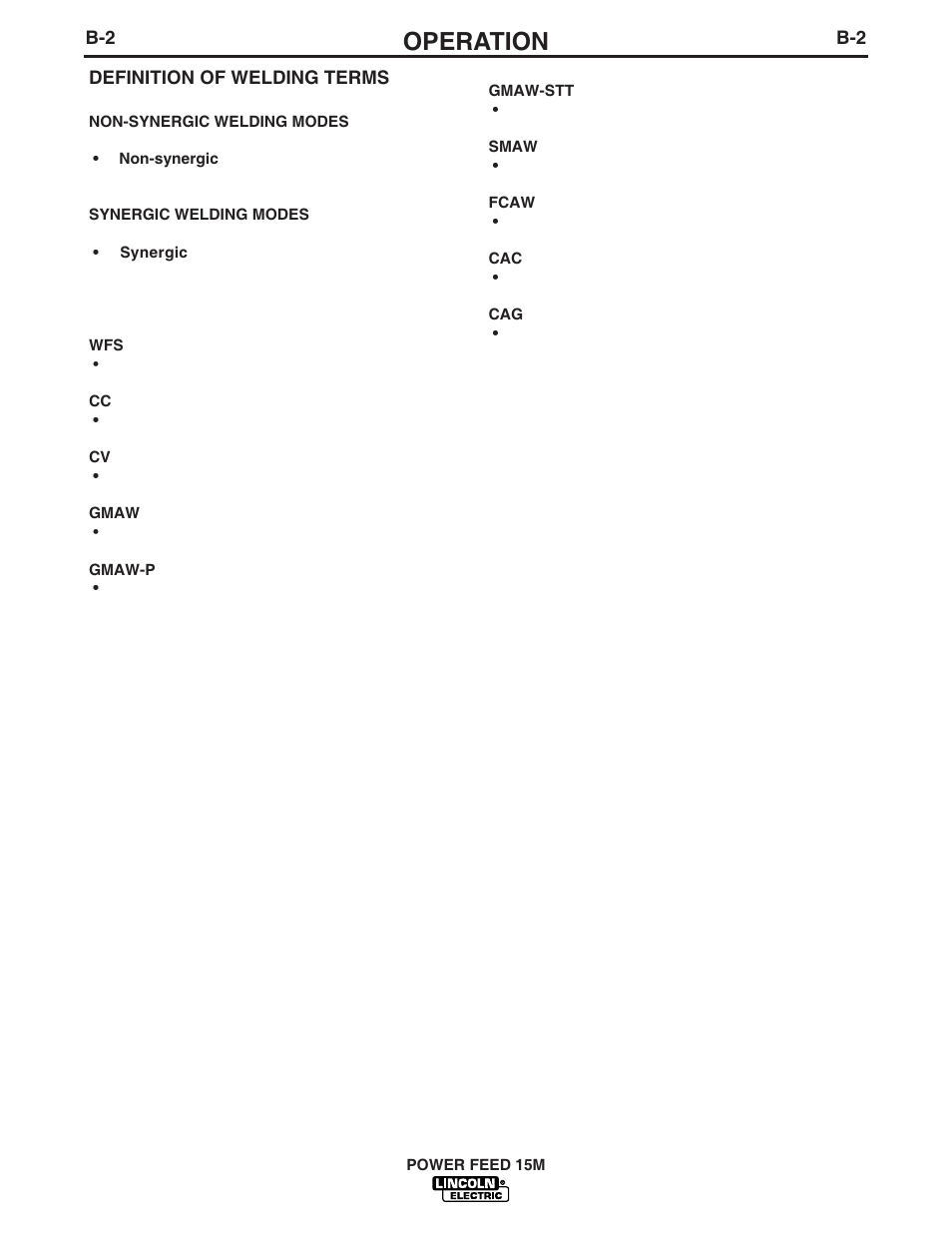 Operation | Lincoln Electric IM761 POWER FEED 15M User Manual | Page 16 / 48