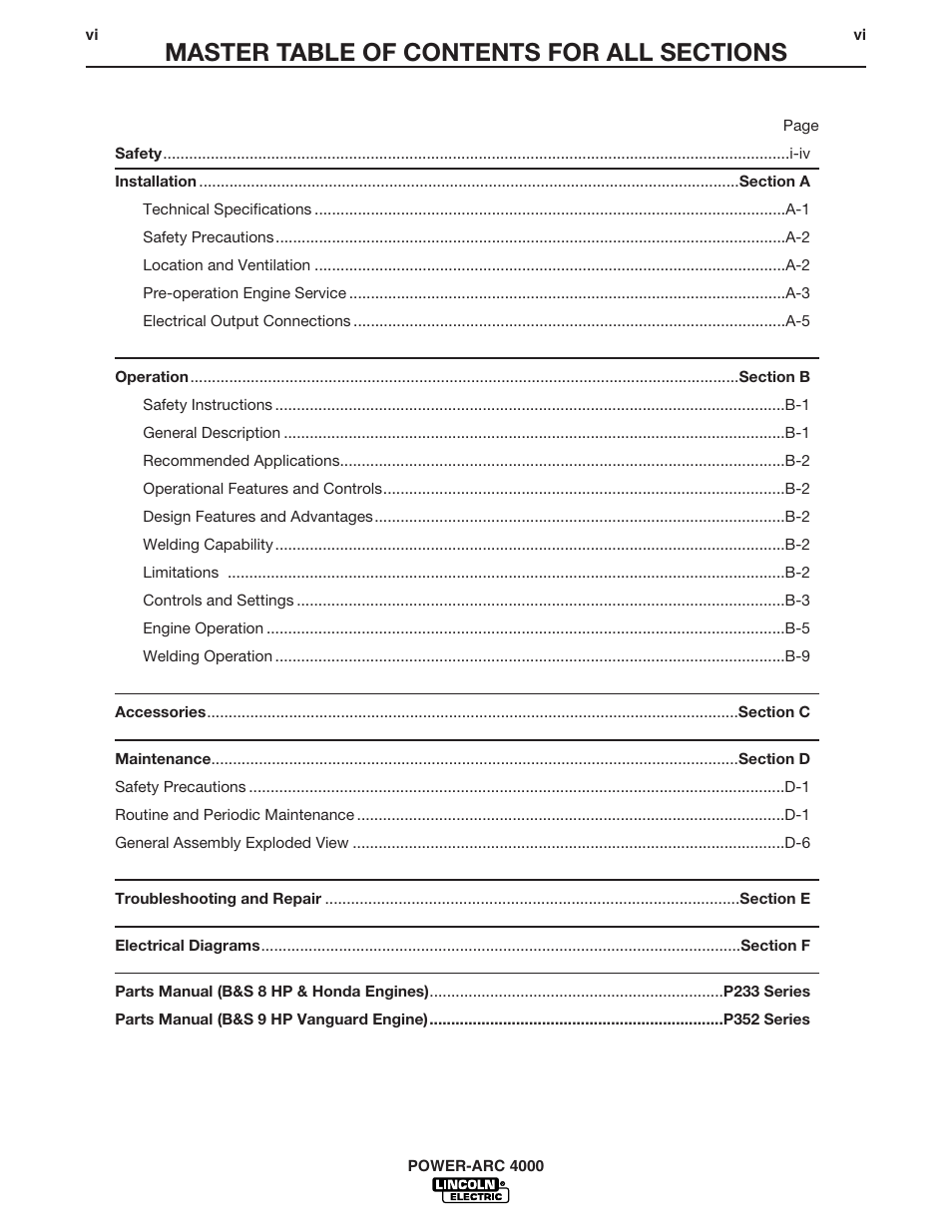 Lincoln Electric IM488 POWER-ARC 4000 User Manual | Page 7 / 52