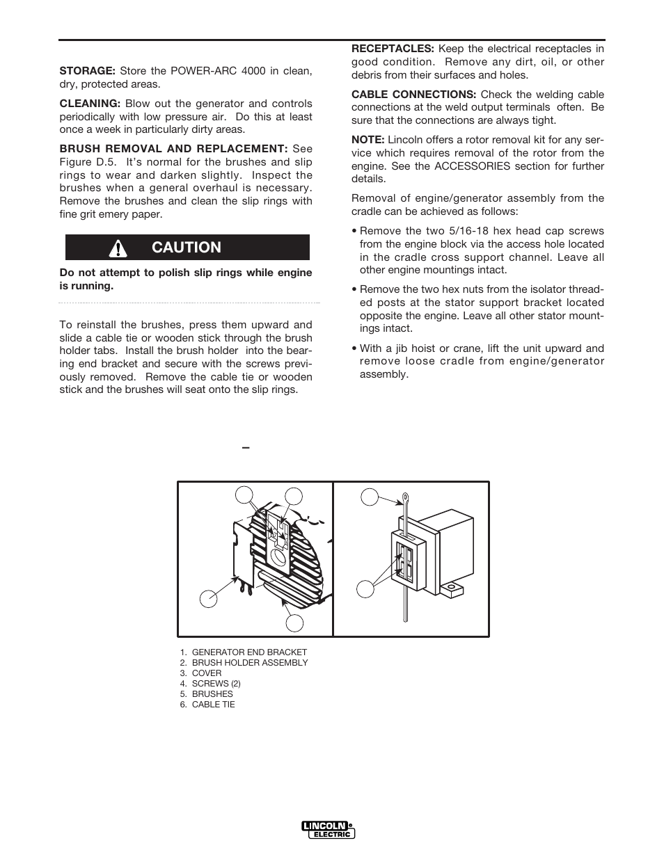 Maintenance, Caution | Lincoln Electric IM751 POWER-ARC 4000 User Manual | Page 36 / 50