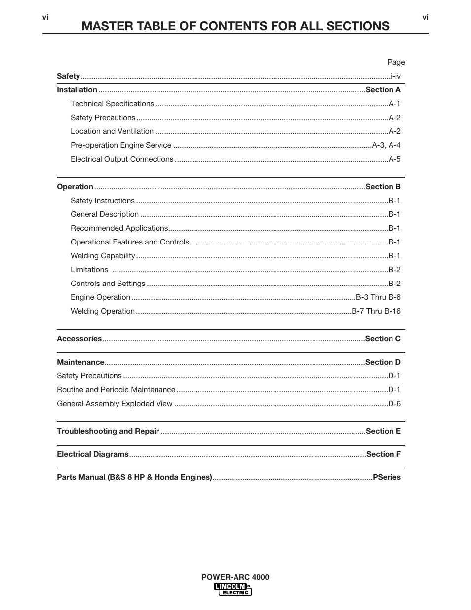 Lincoln Electric IM751 POWER-ARC 4000 User Manual | Page 7 / 50