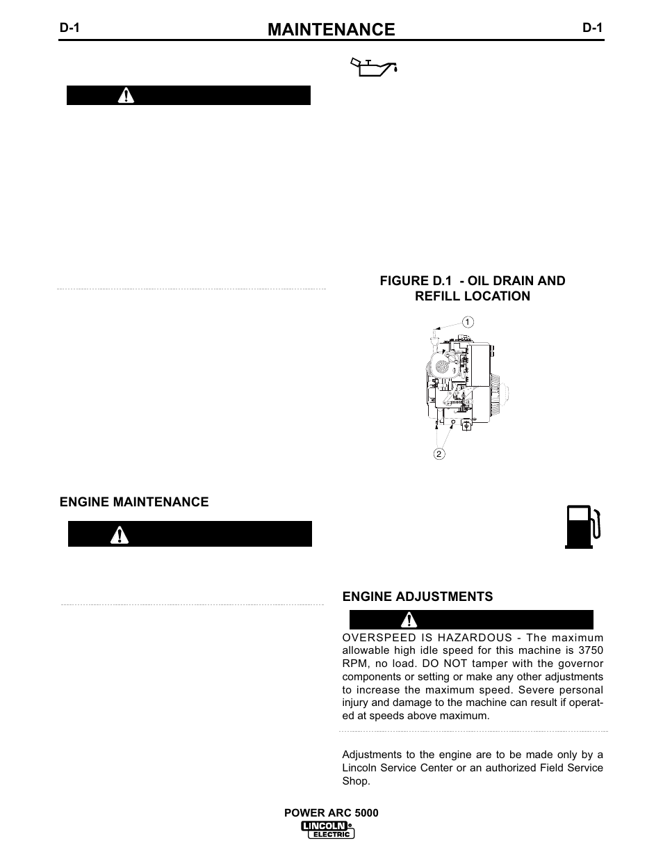 Maintenance, Safety precautions, Routine and periodic maintenance | Warning, Warning caution | Lincoln Electric IM560 POWER-ARC 5000 User Manual | Page 37 / 50