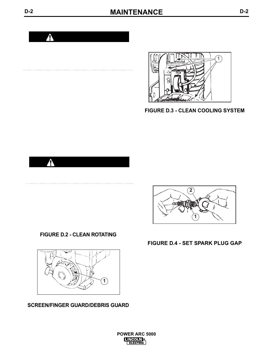 Maintenance, Caution | Lincoln Electric IM560 POWER-ARC 5000 User Manual | Page 38 / 50