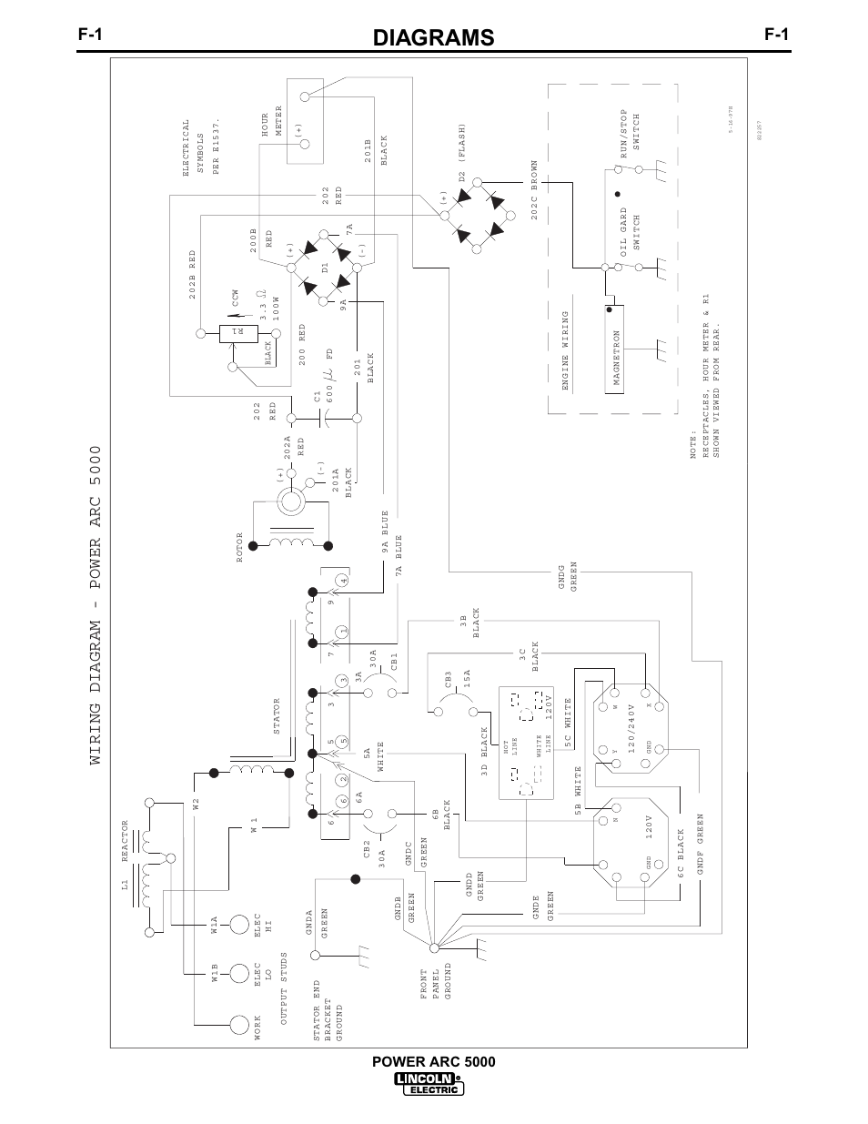 Diagrams, Wiring diagram - power arc 5000, Power arc 5000 | Lincoln Electric IM560 POWER-ARC 5000 User Manual | Page 45 / 50