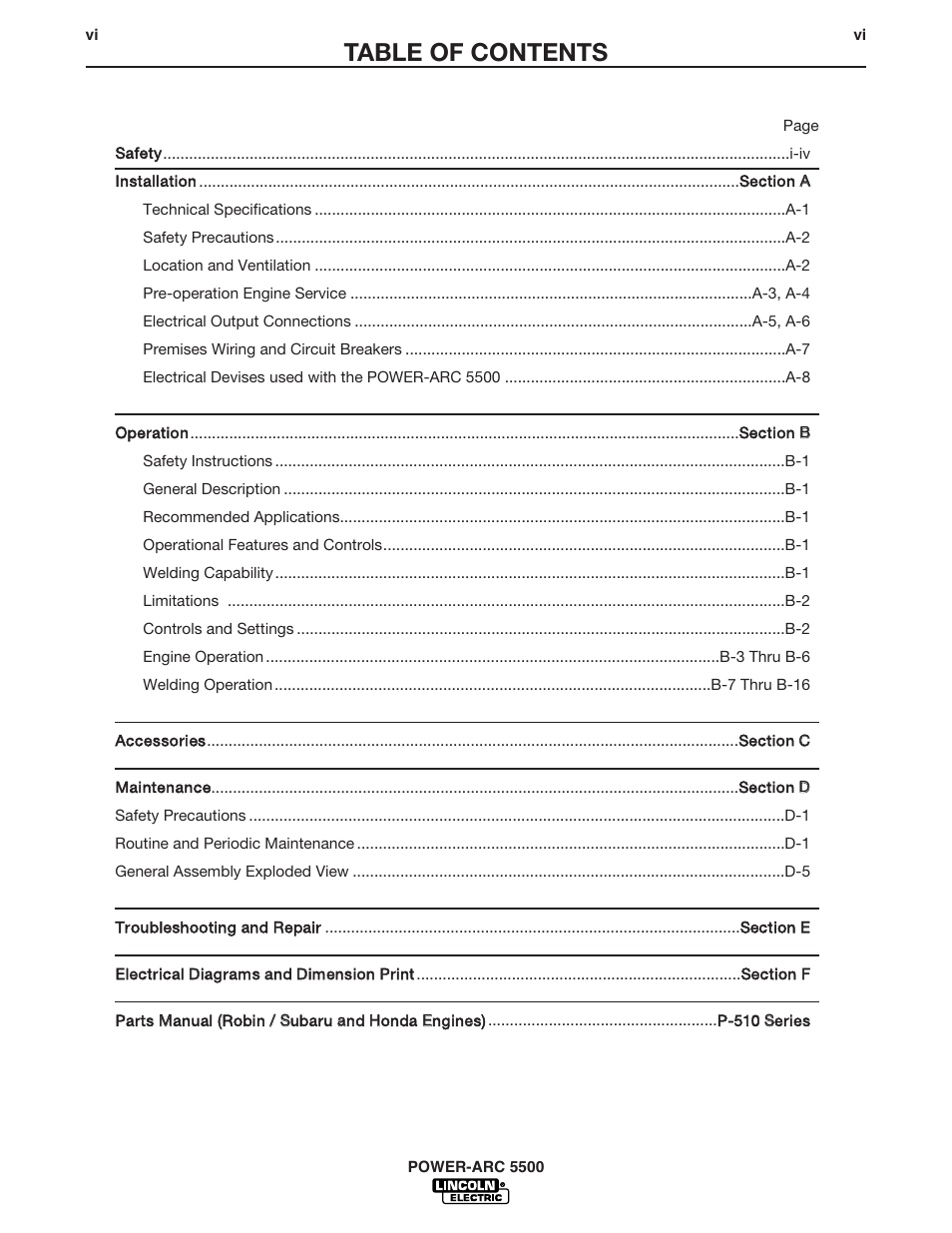 Lincoln Electric IM871 POWER-ARC 5500 User Manual | Page 7 / 50