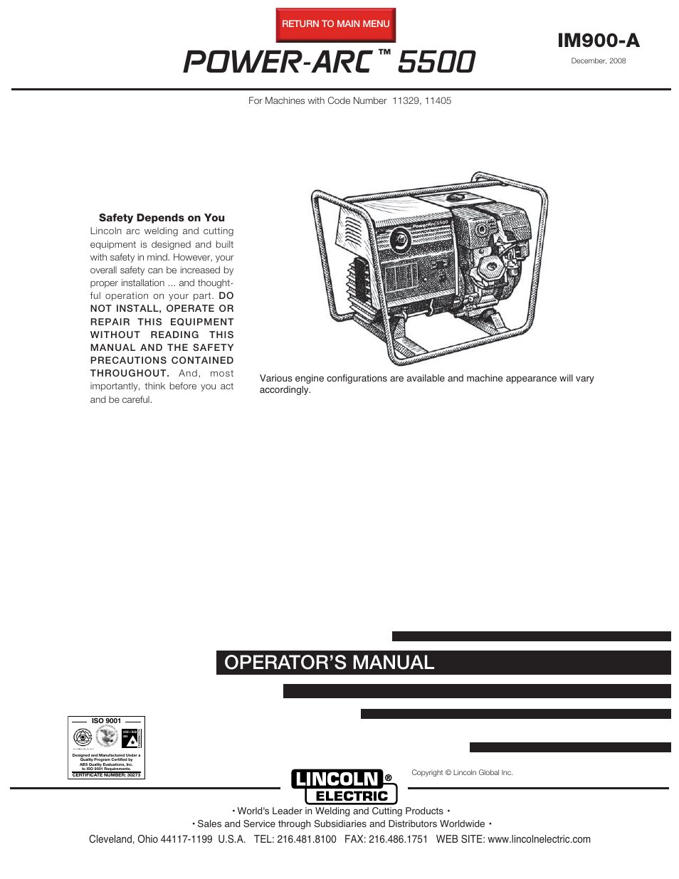 Lincoln Electric IM900 POWER-ARC 5500 User Manual | 47 pages