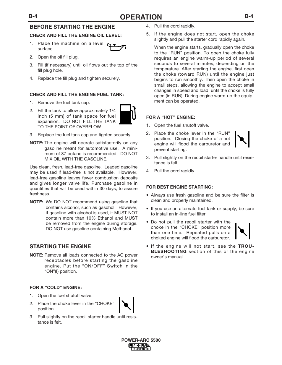 Operation | Lincoln Electric IM900 POWER-ARC 5500 User Manual | Page 19 / 47