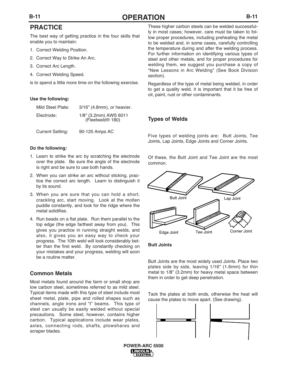 Operation, Practice | Lincoln Electric IM900 POWER-ARC 5500 User Manual | Page 26 / 47