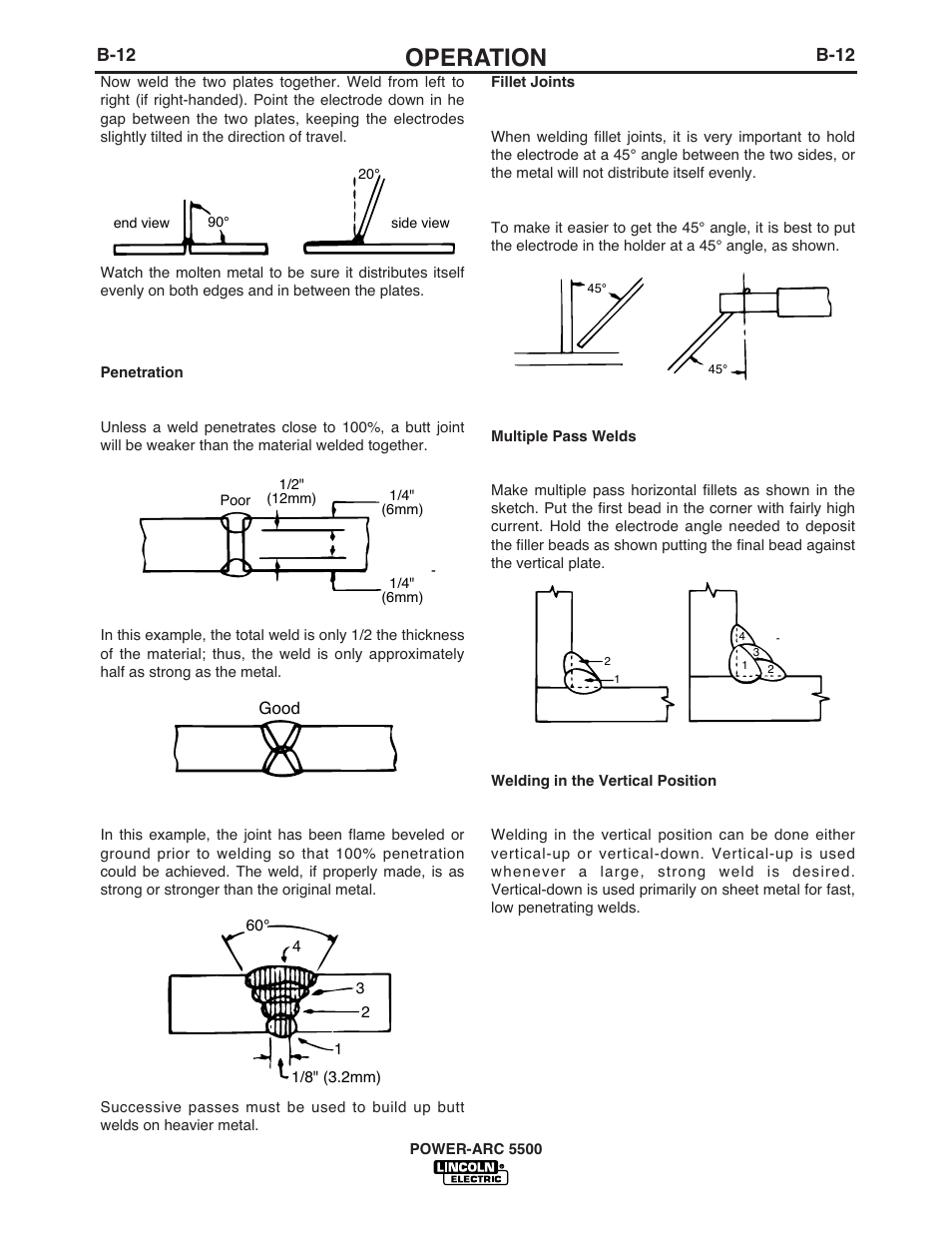 Operation, B-12 | Lincoln Electric IM900 POWER-ARC 5500 User Manual | Page 27 / 47