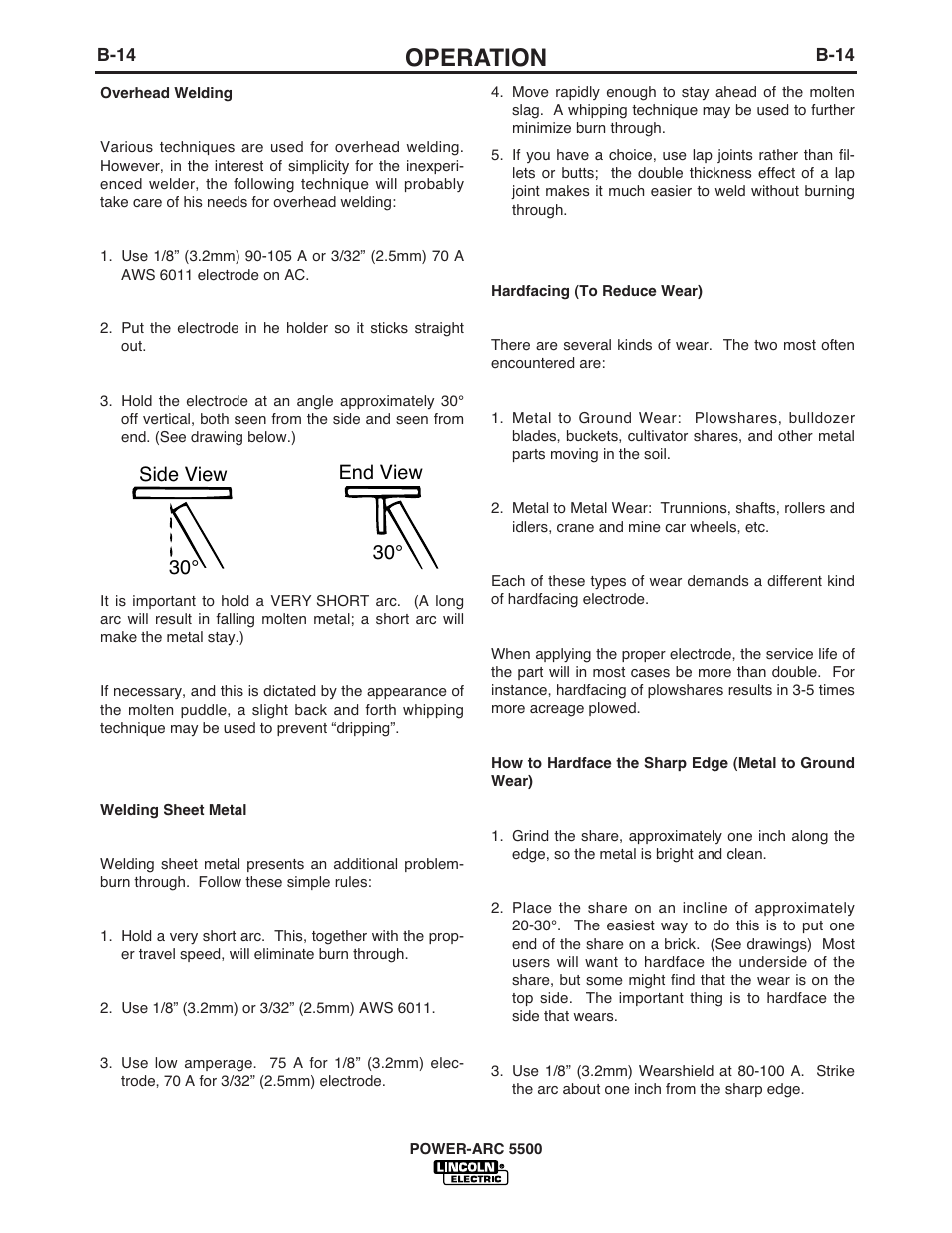 Operation | Lincoln Electric IM900 POWER-ARC 5500 User Manual | Page 29 / 47