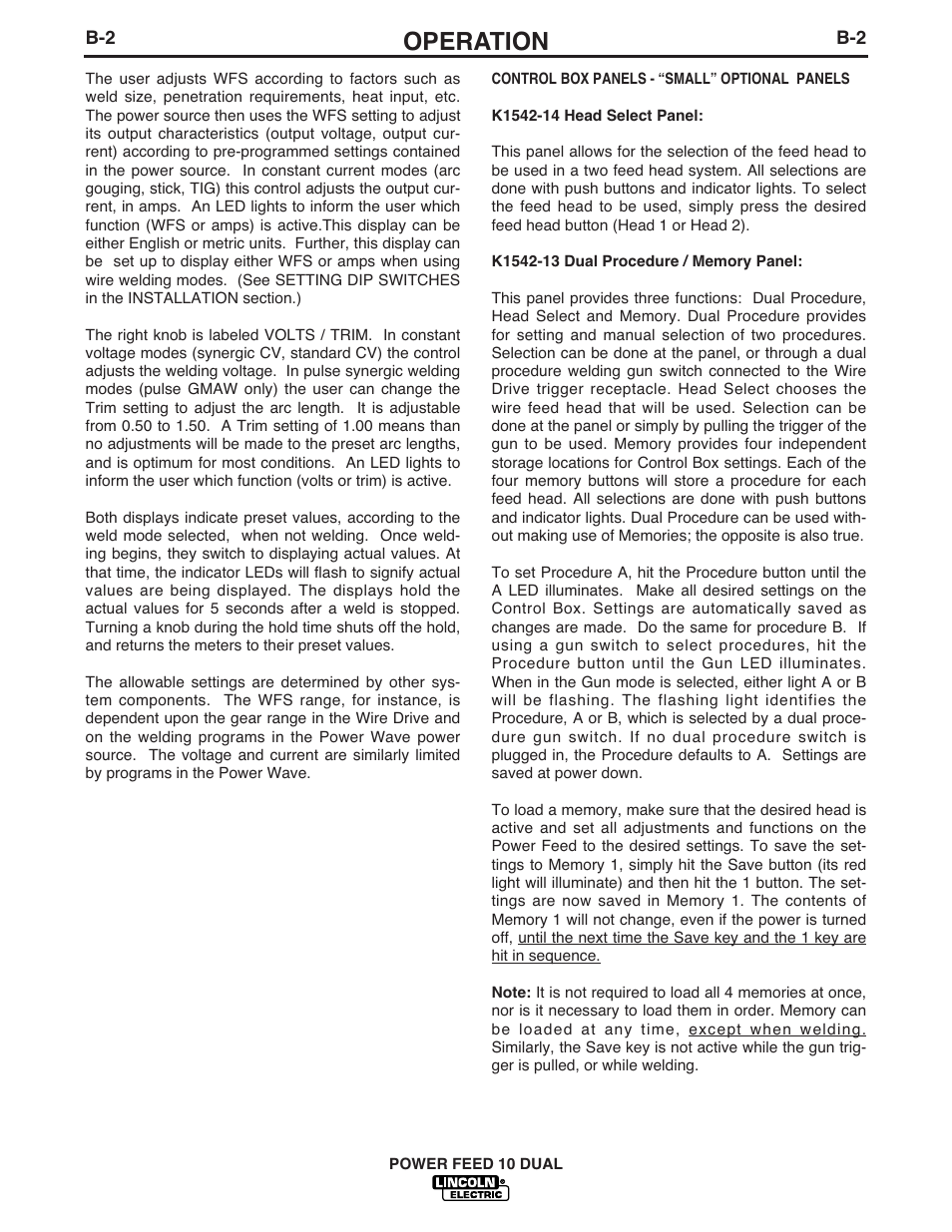 Operation | Lincoln Electric IM658 Power Feed 10 DualWire Drives & Control Boxes User Manual | Page 23 / 66