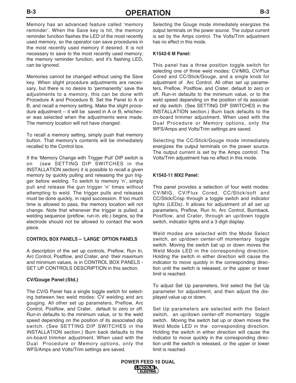 Operation | Lincoln Electric IM658 Power Feed 10 DualWire Drives & Control Boxes User Manual | Page 24 / 66