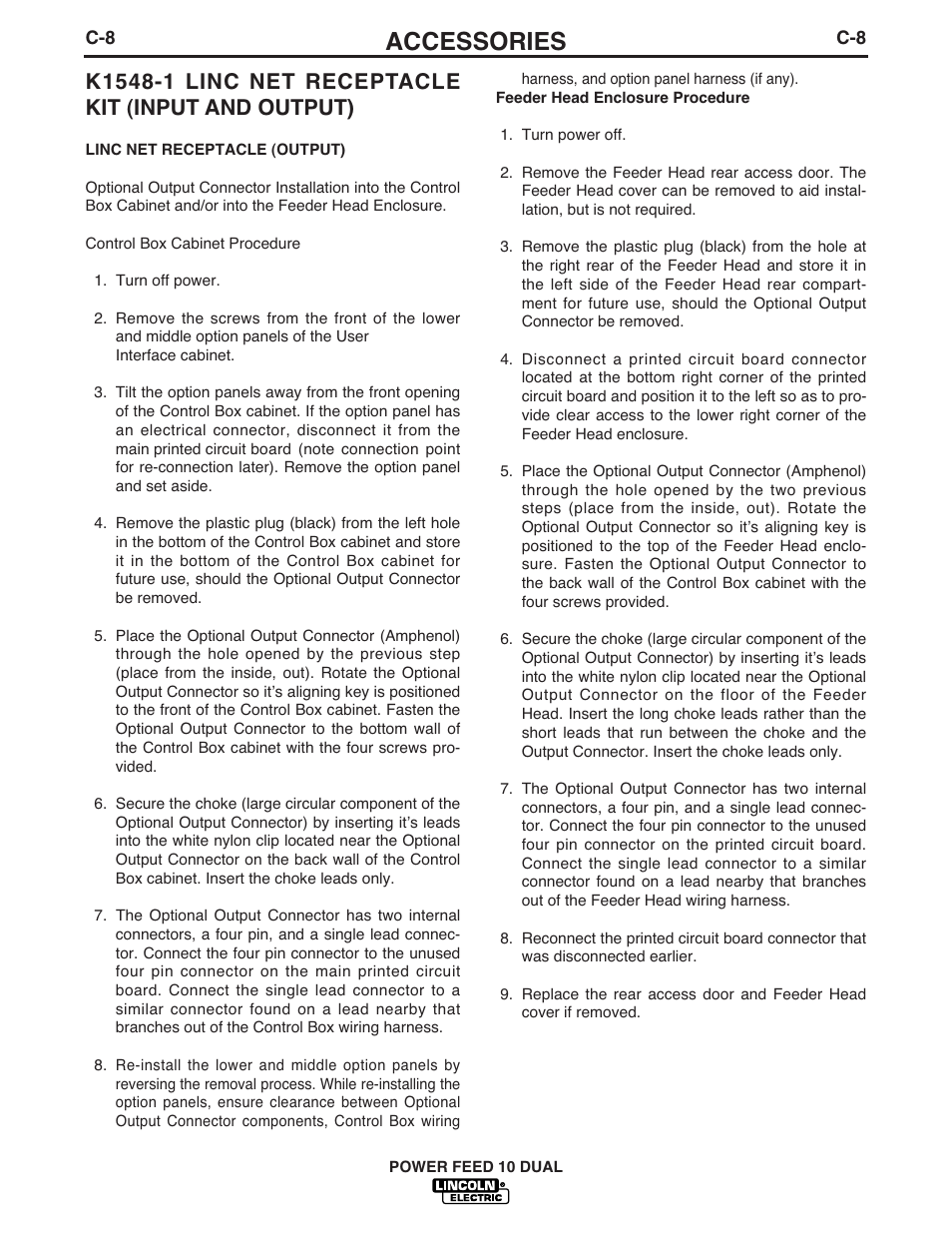Accessories | Lincoln Electric IM658 Power Feed 10 DualWire Drives & Control Boxes User Manual | Page 41 / 66