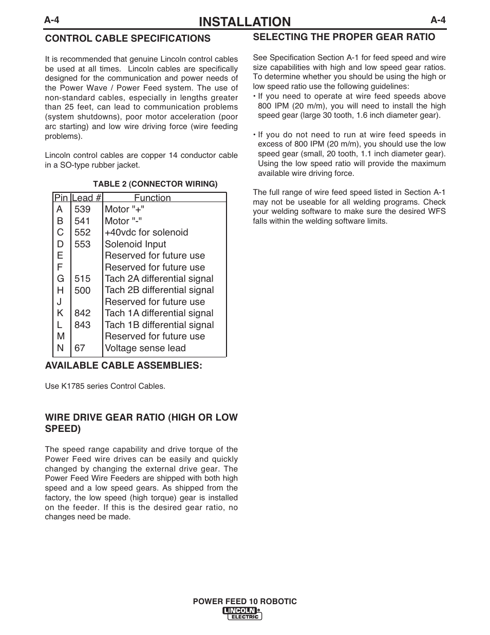 Installation | Lincoln Electric IM772 K1780-2 Power Feed 10 Robotic User Manual | Page 11 / 28