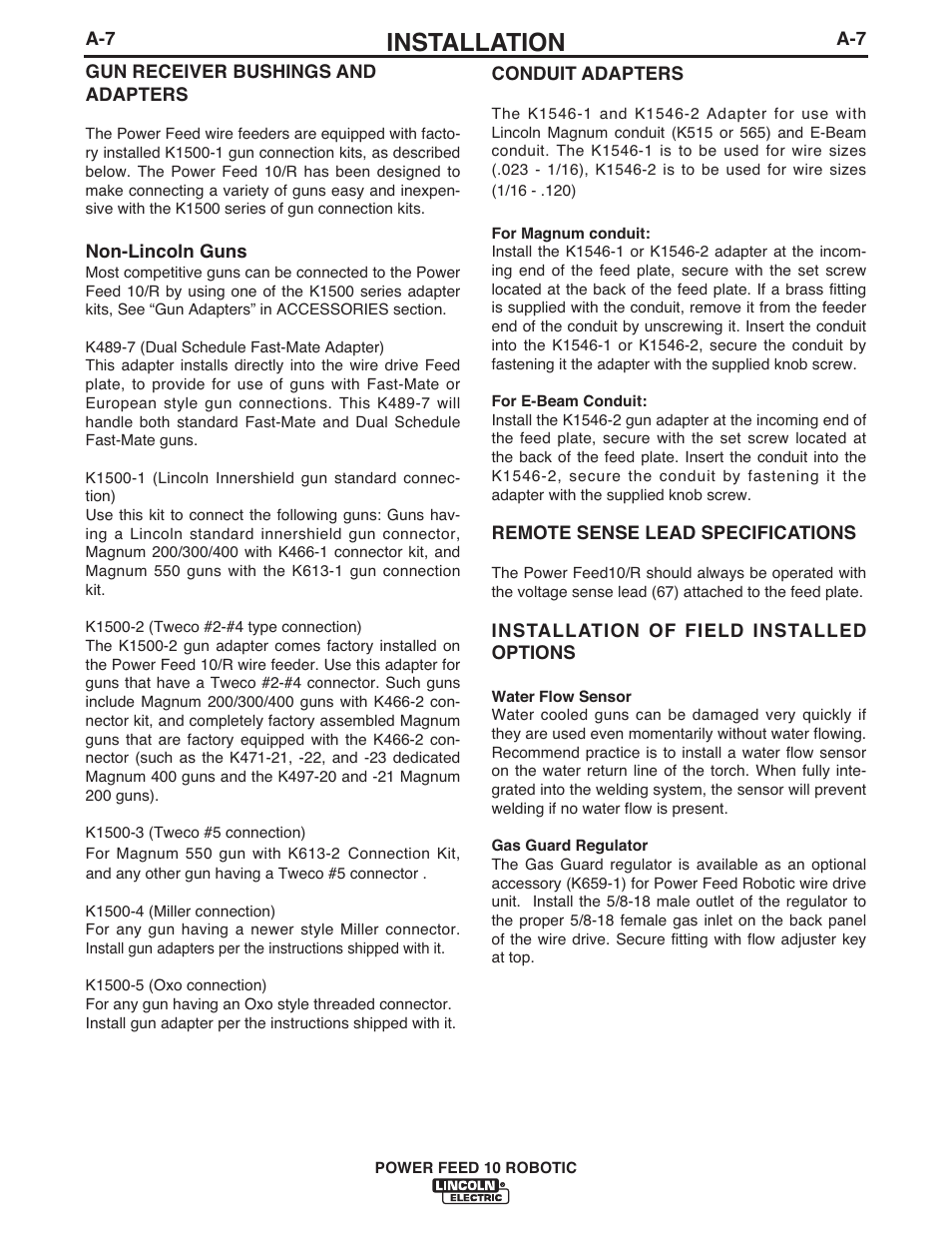 Installation | Lincoln Electric IM772 K1780-2 Power Feed 10 Robotic User Manual | Page 14 / 28